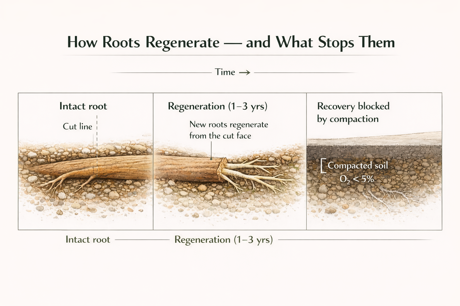 How Roots Regenerate, and What Stops Them